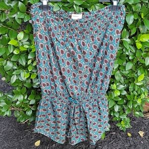 Strapless floral fall romper